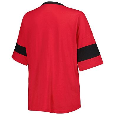 Women's Champion Red Georgia Bulldogs Jumbo Arch Striped Half-Sleeve T-Shirt