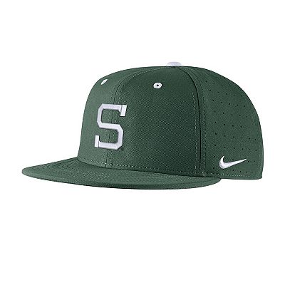 Men s Nike Green Michigan State Spartans Aero True Baseball Performance Fitted Hat