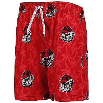 Youth Wes & Willy  Red Georgia Bulldogs Palm Tree Swim Shorts