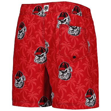 Youth Wes & Willy  Red Georgia Bulldogs Palm Tree Swim Shorts
