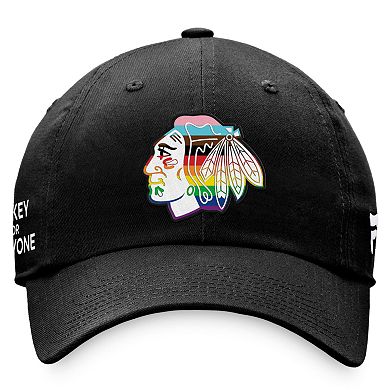 Men's Fanatics Branded Black Chicago Blackhawks Team Logo Pride Adjustable Hat