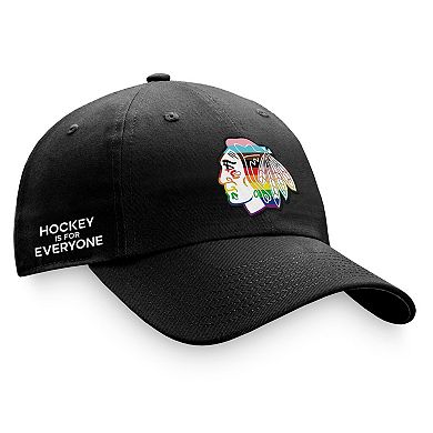 Men's Fanatics Branded Black Chicago Blackhawks Team Logo Pride Adjustable Hat