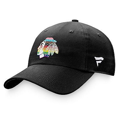 Men's Fanatics Branded Black Chicago Blackhawks Team Logo Pride Adjustable Hat