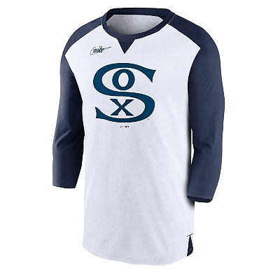 Men's Nike White/Navy Chicago White Sox Rewind 3/4-Sleeve T-Shirt
