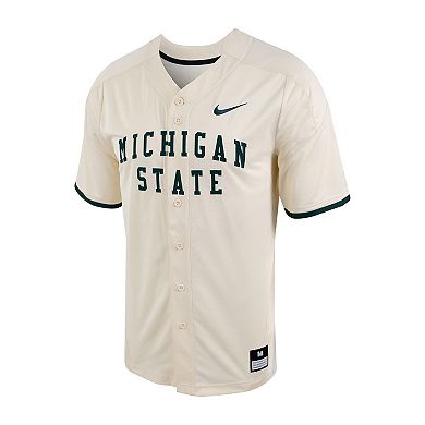 Men's Nike Natural Michigan State Spartans Replica Vapor Elite Full-Button Baseball Jersey