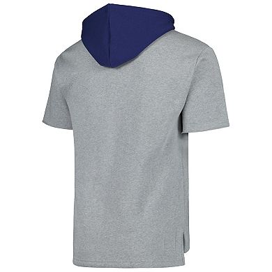 Men's Mitchell & Ness Heather Gray Michigan Wolverines Postgame Short Sleeve Pullover Hoodie