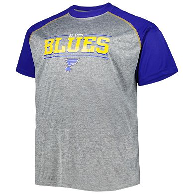 Men's Heather Gray St. Louis Blues Big & Tall Logo Raglan T-Shirt