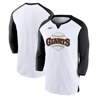 Men's Nike White/Black San Francisco Giants Rewind 3/4-Sleeve T-Shirt