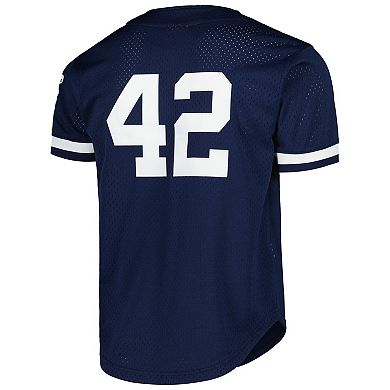 Men's Mitchell & Ness Mariano Rivera Navy New York Yankees Cooperstown Collection Mesh Batting Practice Button-Up Jersey