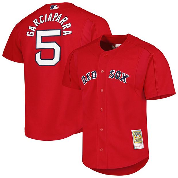 Men's Mitchell & Ness Nomar Garciaparra Red Boston Red Sox Cooperstown  Collection Mesh Batting Practice Button-Up Jersey