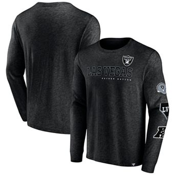Men's Fanatics Branded Heather Black Las Vegas Raiders High Whip Pitcher Long Sleeve T-Shirt