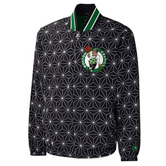 Men's Starter Black Boston Celtics In-Field Play Fashion Satin Full-Zip Varsity Jacket