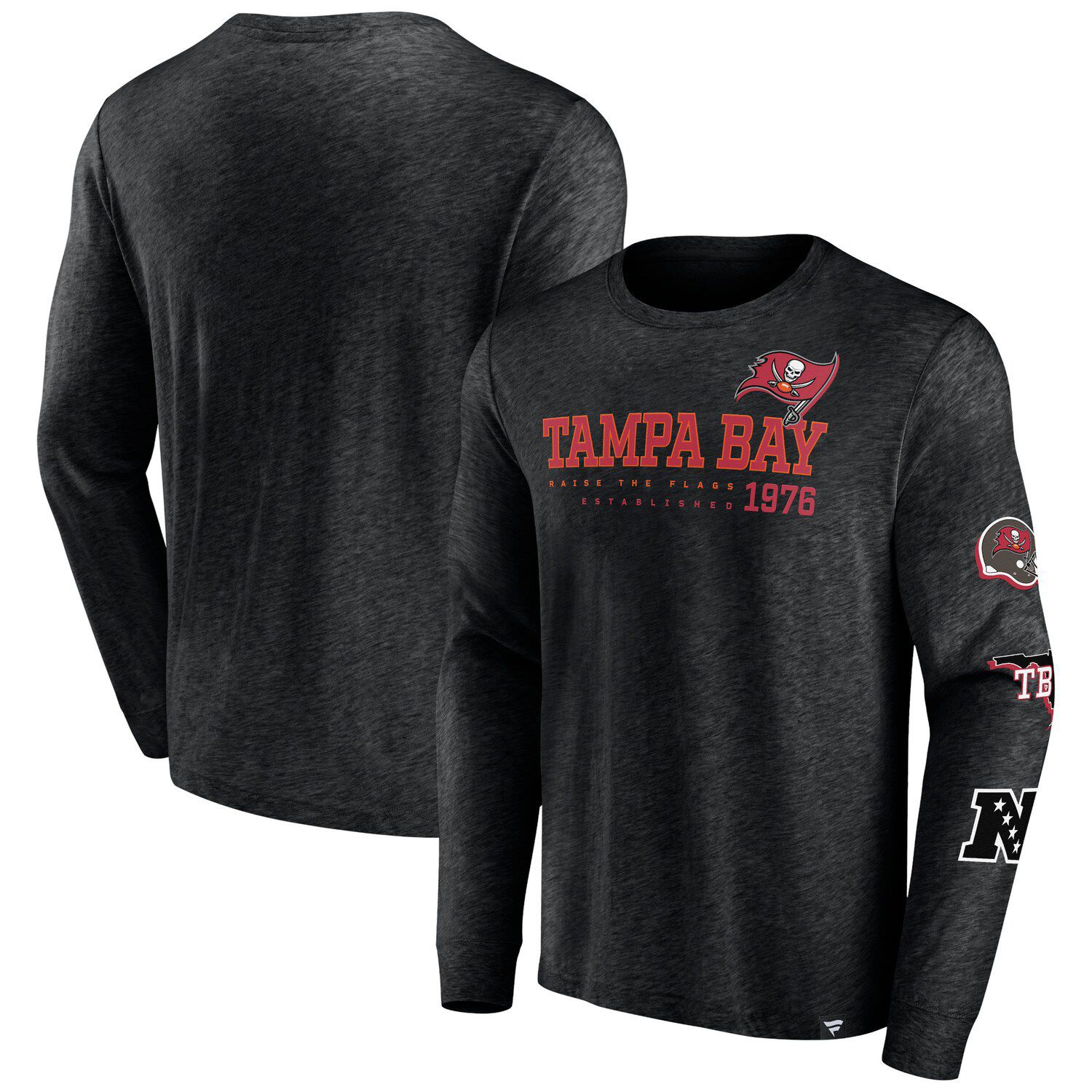 Women's Fanatics Branded Heathered Gray Tampa Bay Buccaneers Drop Back Modern Tri-Blend T-Shirt