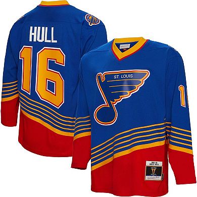 Men's Mitchell & Ness Brett Hull Blue St. Louis Blues 1995 Blue Line Player Jersey