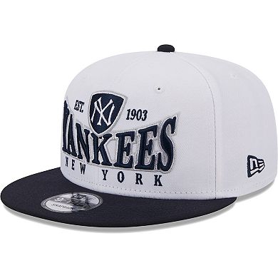 Men's New Era White/Navy New York Yankees Crest 9FIFTY Snapback Hat