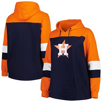 Women's Navy Houston Astros Plus Size Colorblock Pullover Hoodie