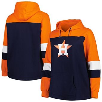 Women's Navy Houston Astros Plus Size Colorblock Pullover Hoodie