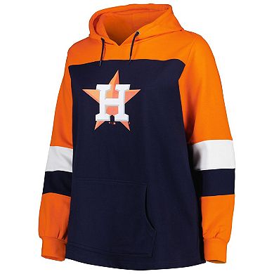 Women's Navy Houston Astros Plus Size Colorblock Pullover Hoodie