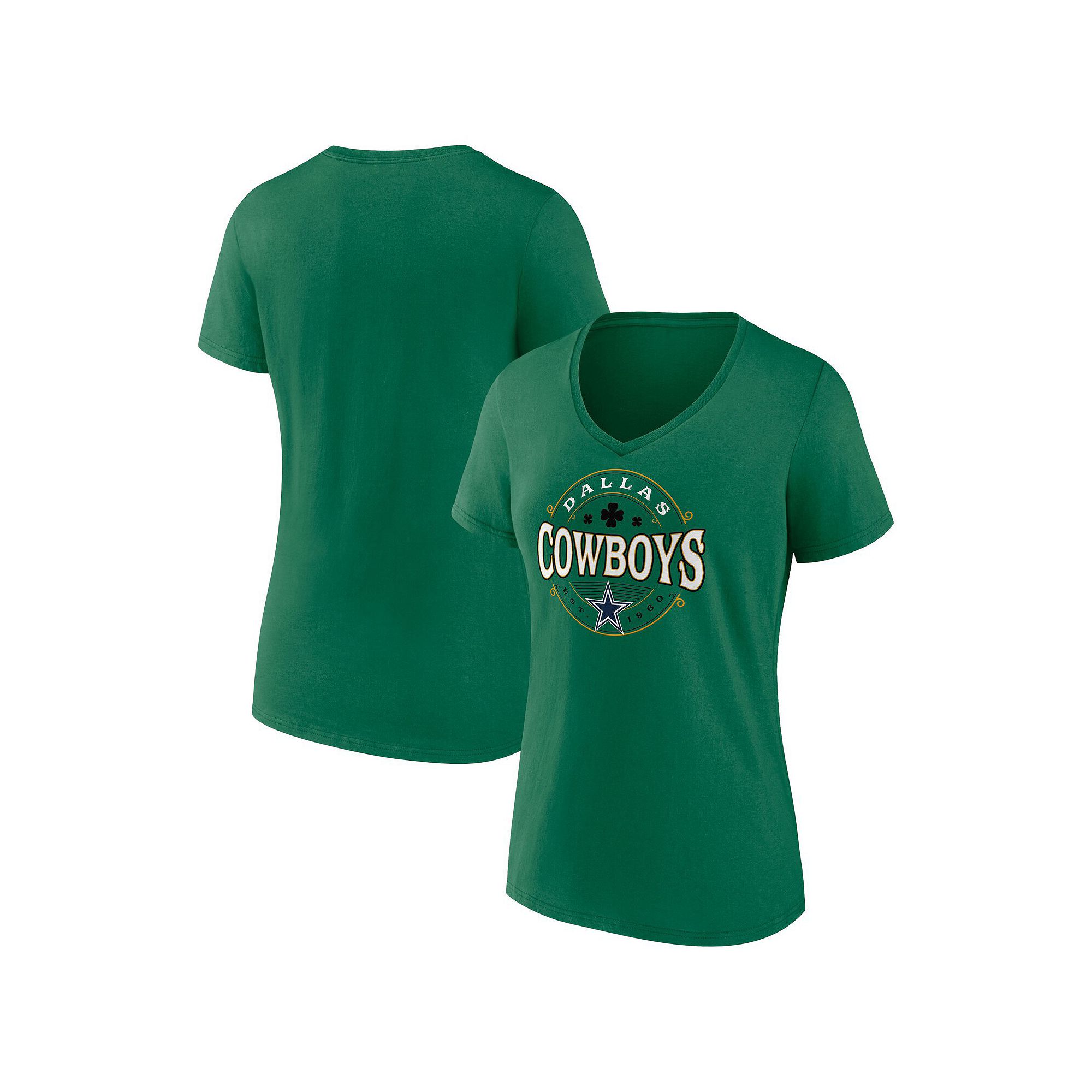 Womens Fanatics Branded Green Dallas Cowboys Lucky Celtic V-Neck T-Shirt, 