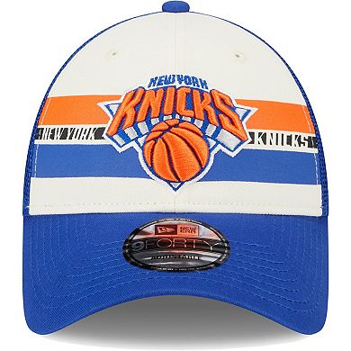 Men's New Era New York Knicks Blue Stripes 9FORTY Trucker Snapback Hat