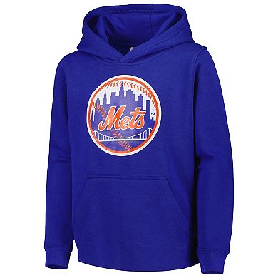 Youth Royal New York Mets Team Primary Logo Pullover Hoodie