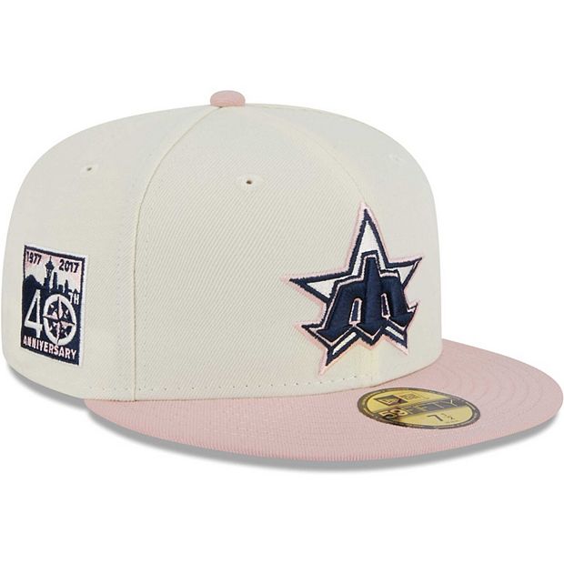Men's New Era White/Pink Seattle Mariners Chrome Rogue 59FIFTY Fitted Hat