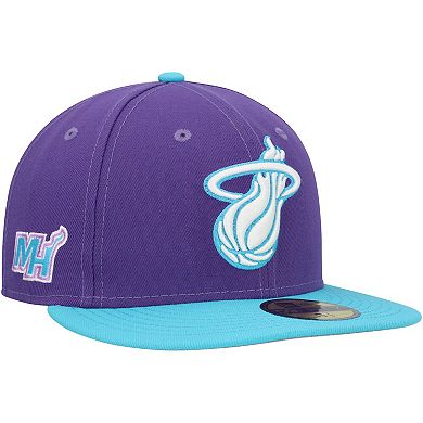 Men's New Era Purple Miami Heat Vice 59FIFTY Fitted Hat