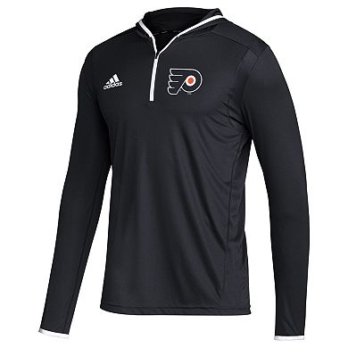 Men's adidas Black Philadelphia Flyers Team Long Sleeve Quarter-Zip Hoodie T-Shirt