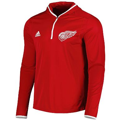 Men's adidas Red Detroit Red Wings Team Long Sleeve Quarter-Zip Hoodie T-Shirt