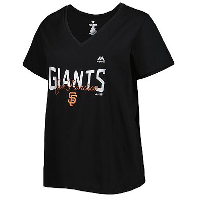 Women's Black San Francisco Giants Plus Size Wordmark V-Neck T-Shirt