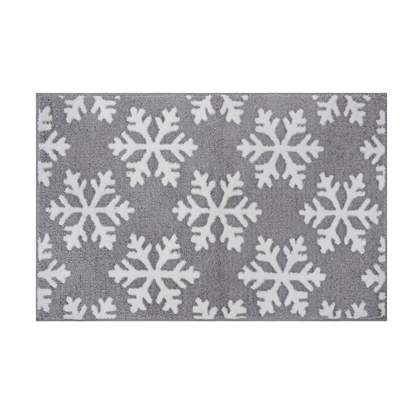 St. Nicholas Square® Gray Snowflake Super Soft Rug