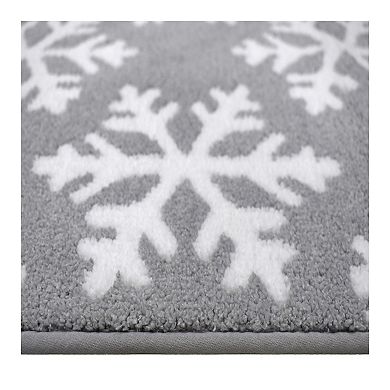 St. Nicholas Square® Gray Snowflake Super Soft Rug