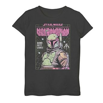 Girls 6-16 Star Wars The Mandalorian Boba Fett Neon Grid Graphic Tee