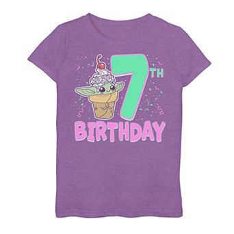 Girls 6-16 Star Wars The Mandalorian Grogu Ice Cream 7th Birthday Graphic Tee
