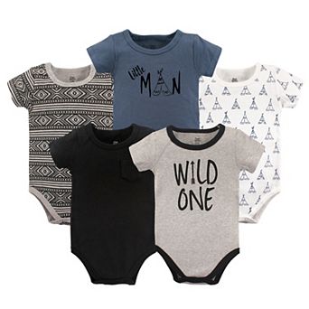 Yoga Sprout Baby Boy Cotton Bodysuits 5 pk Wild One