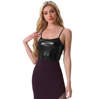 Women's Metallic Shirt Sleeveless Party Holographic Cami Top