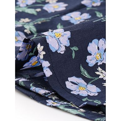 Women's Peter Pan Collar Button Front Floral Print Blouse Top