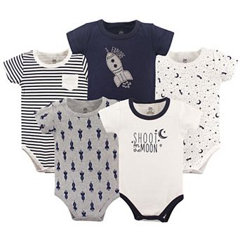 Yoga Sprout Baby Boy Cotton Bodysuits 5 pk Moon