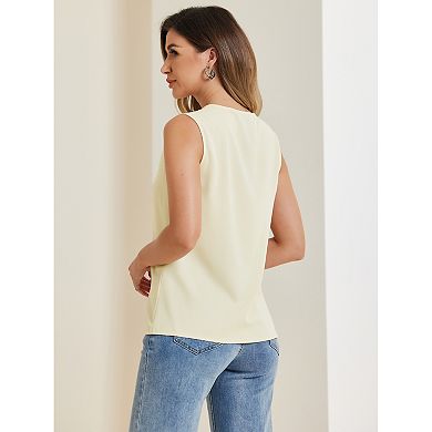 Women's Chiffon V Neck Sleeveless Blouse Tops Office Work Shirts