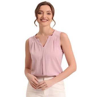Women's Chiffon V Neck Sleeveless Blouse Tops Office Work Shirts