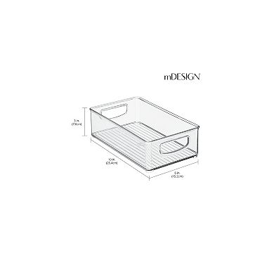 mDesign Small Plastic Kitchen Storage Container Bin with Handles, 4 Pack, Clear