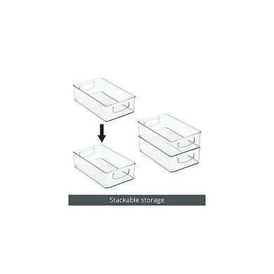 mDesign Small Plastic Kitchen Storage Container Bin with Handles, 4 Pack, Clear