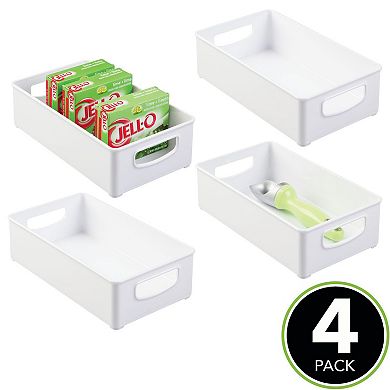mDesign Small Plastic Kitchen Storage Container Bin with Handles, 4 Pack, Clear