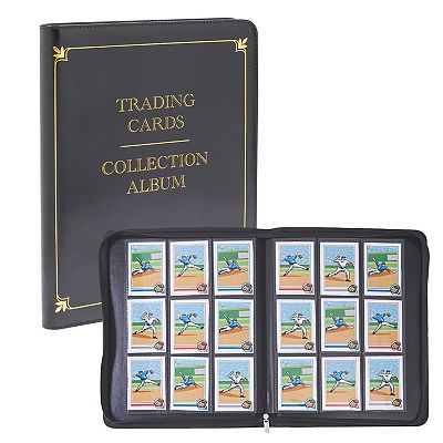 360 Card Pocket Binder with Zipper 9 Pocket Trading Card Album Folder  Black/Gold