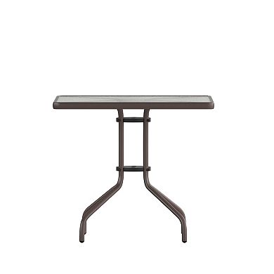 Emma and Oliver 31.5" Square Tempered Glass Metal Table with Smooth Ripple Design Top