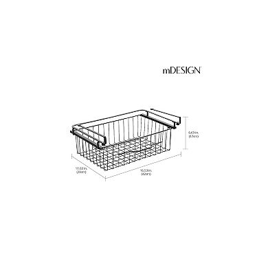 mDesign Large Wire Hanging Drawer Basket - Attaches to Shelving - 2 Pack - Black