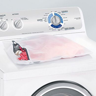 mDesign Laundry Mesh Fabric Wash Bag, Zipper Closure