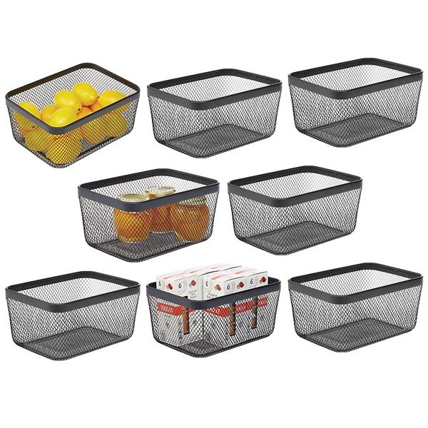 mDesign Steel Food Storage Organizer Bin Mesh Basket for Pantry 8 Pack
