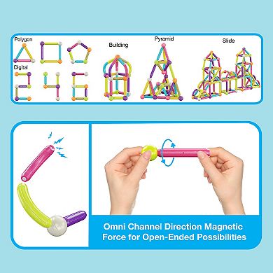 PICASSO-TILES 100 PC Magnetic Stick, Magnetic Building Construction Toy Set for Kids Age 3+