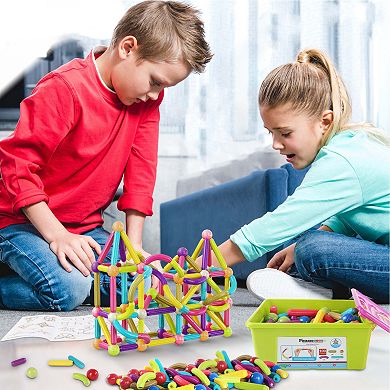 PICASSO-TILES 100 PC Magnetic Stick, Magnetic Building Construction Toy Set for Kids Age 3+